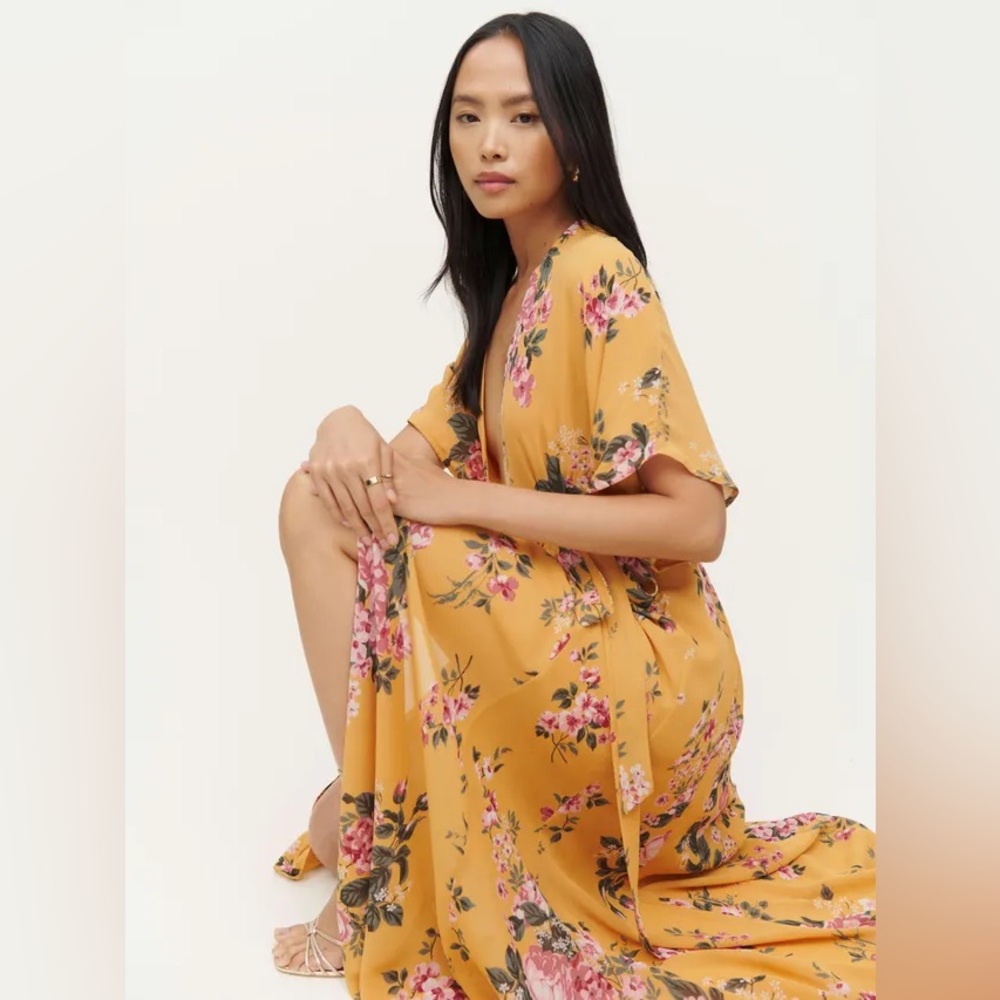 Reformation authentic Angelica Winslow dress size XL new with tag yellow floral